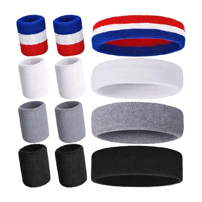 Дешевая махровая ткань для спортзала, впитывающая влагу, спортивная баскетбольная повязка на повязку, хлопковые спортивные повязки на голову
